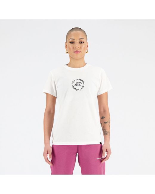 New Balance White Sport Athletic Fit Circular T-shirt