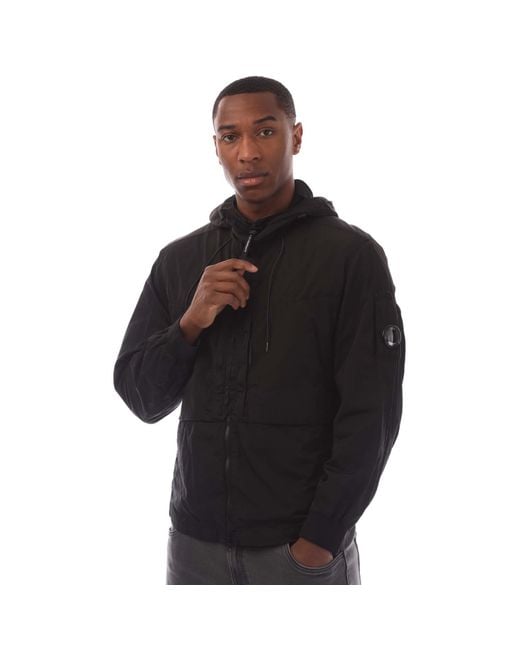 C P Company Black Chrome-R Hooded Overshirt for men
