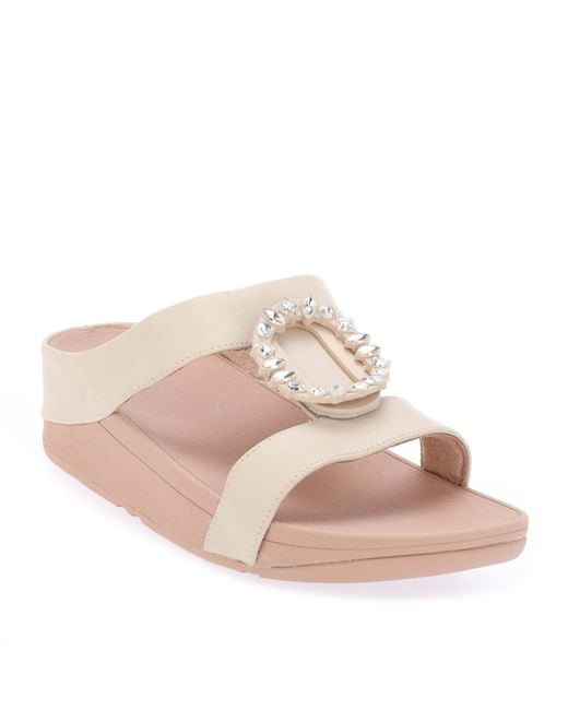 Fitflop Pink Lulu Crystal-circlet H-bar Slide Sandals