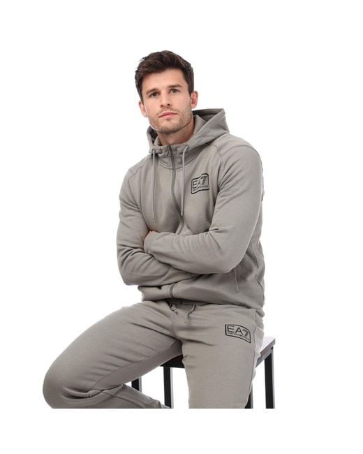 EA7 Gray Core Id Cotton-blend Tracksuit for men