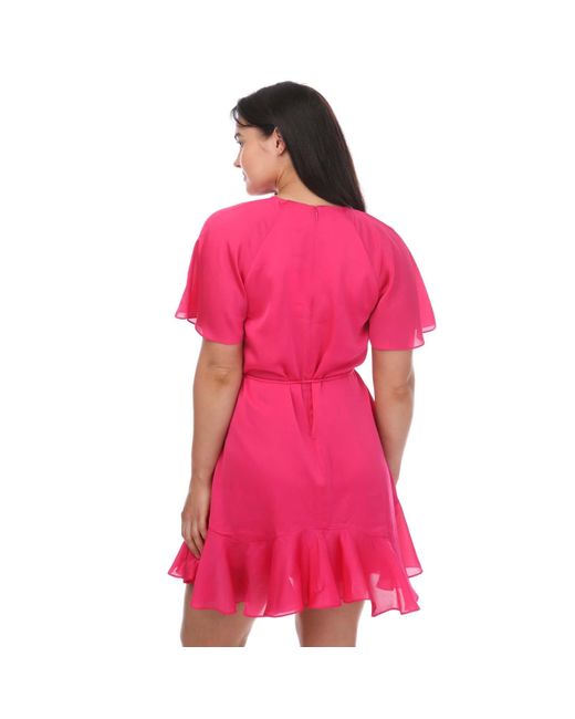 Ted Baker Pink Elsieee Fluted Hem Mini Dress