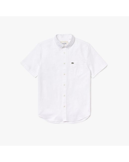 Lacoste White Regular Fit Cotton Shirt for men