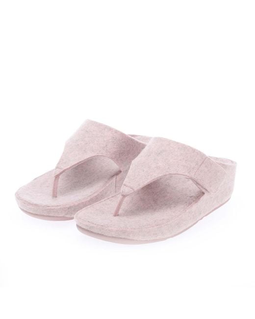 Fitflop Pink Shuv E01 Adjustable Felt Toe-post Sandals