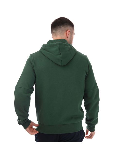 Lacoste Green Branded Bands Zippered Fleece Hoody for men