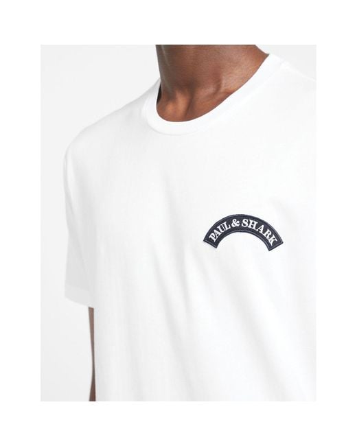 Paul & Shark White Arch Printed Logo Organic Cotton T-shirt for men