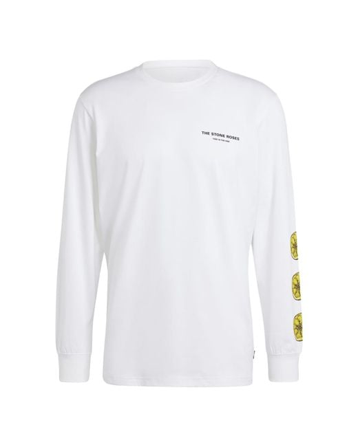 Adidas White Manchester United Stone Roses Long Sleeve T-shirt for men
