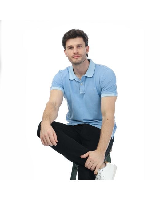 Gant Blue Sunfaded Ribbed Pique Polo Shirt for men