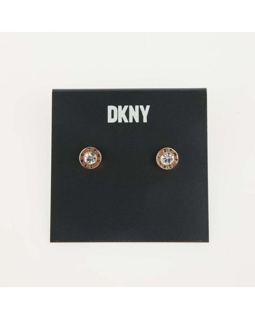 DKNY Black Logo Stone Stud Earrings for men