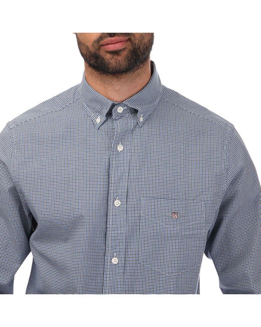 Gant Blue Regular Fit Micro Checked Poplin Shirt for men