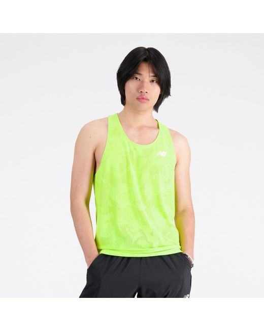 New Balance Q Speed Jacquard Singlet In Green Poly Knit for men