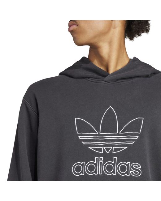 Adidas Originals Gray Adicolor Outline Trefoil Hoodie for men