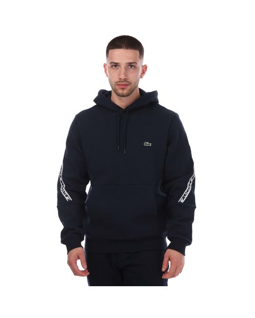 Lacoste Blue Classic Fit Printed Bands Hoody for men