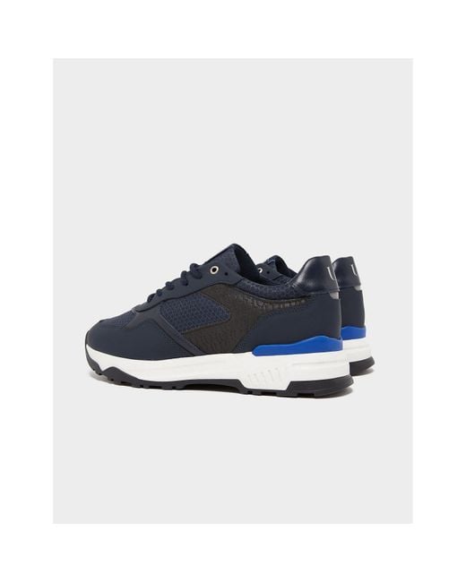 Unlike Humans Blue Trail Leather Mesh Trainers for men