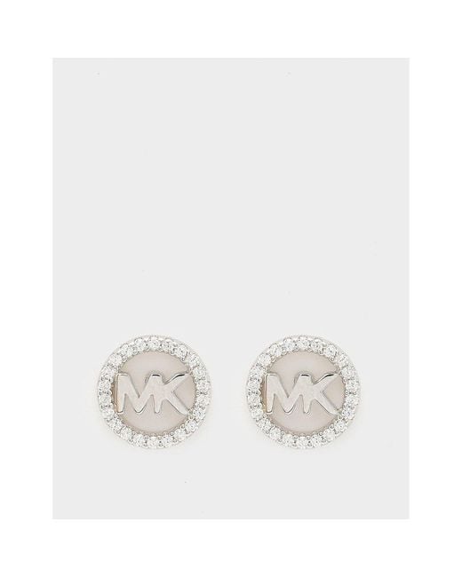 Michael Kors White Thin Logo Earrings
