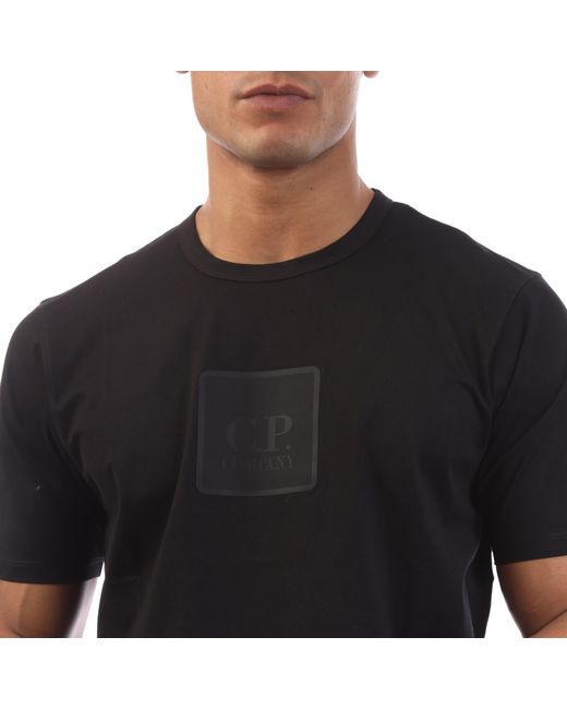 CP COMPANY METROPOLIS Black Mercerized Jersey Badge T-Shirt for men