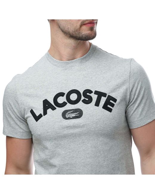 Lacoste Gray Print Logo Premium Cotton T-shirt for men