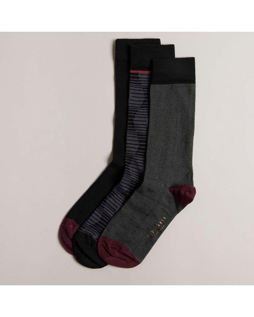 Ted Baker Black 3 Pack Of Hoptiot Socks for men
