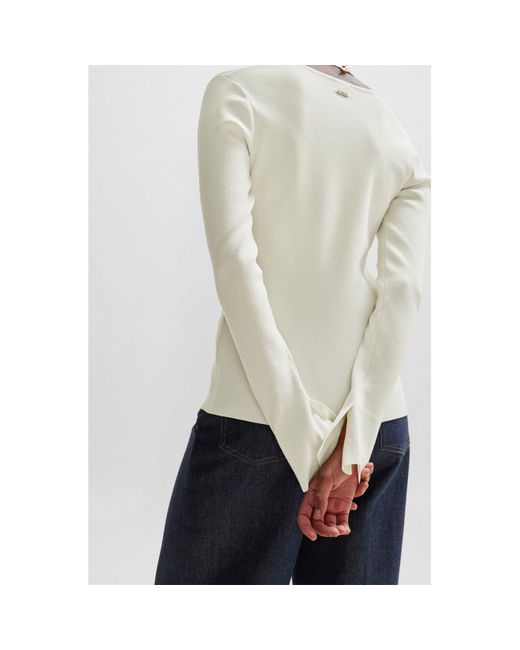 Boss White Fritzie Knitted Sweater