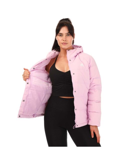Adidas Pink Helionic Hooded Down Jacket