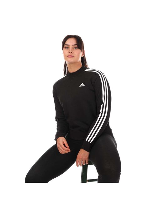 Adidas Black 3-stripes Half Neck Sweatshirt