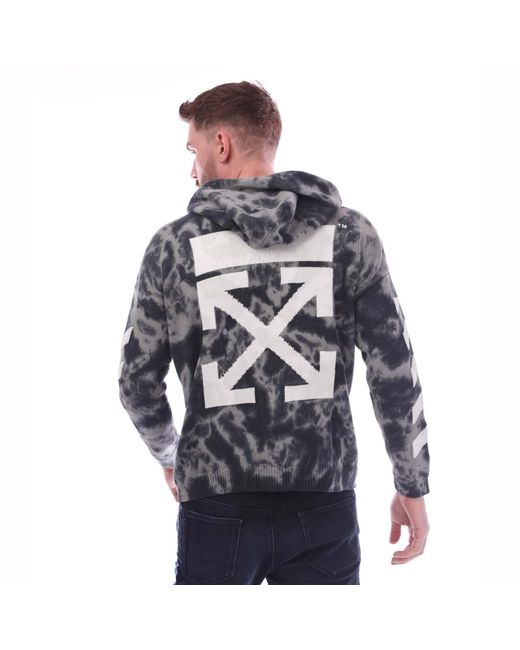 Off-White c/o Virgil Abloh Gray Off Diagonal Arrow Tie Dye Knit Hoodie for men