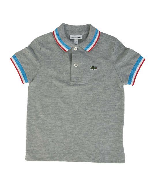 Lacoste Blue Boy's Striped Details Cotton Pique Polo Shirt for men