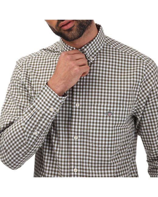Gant Gray Regular Fit Gingham Poplin Shirt for men