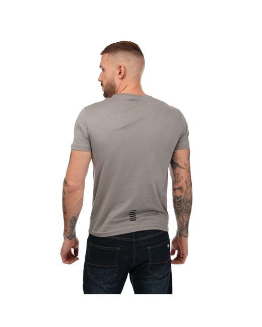 EA7 Gray Regular Fit Logo Print T-shirt for men