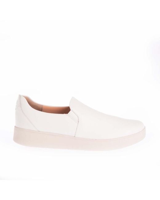 Fitflop White Fit Flop Rally Leather Slip-On Skate Trainers