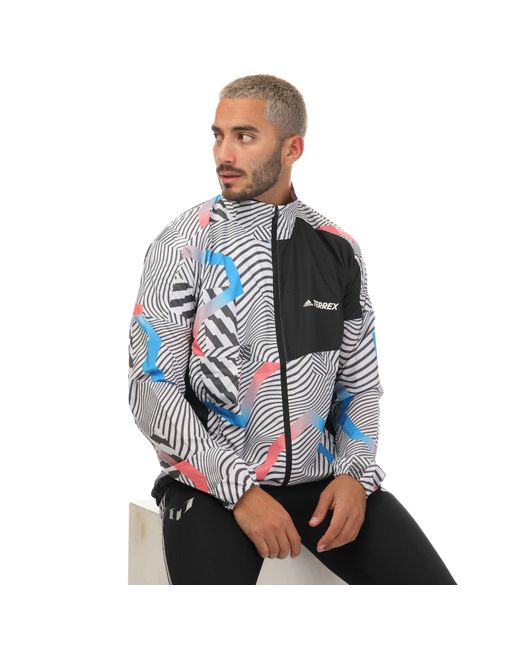 Adidas Gray Terrex Trail Running Printed Wind Jacket for men
