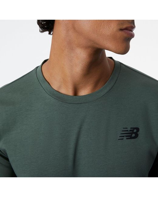 New Balance Heathertech T-shirt In Green Poly Knit for men