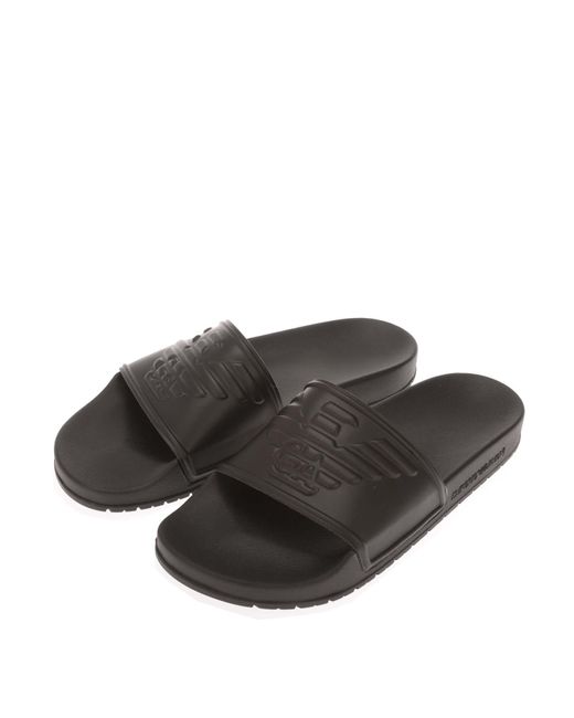 Armani Black Eagle Logo Sliders for men