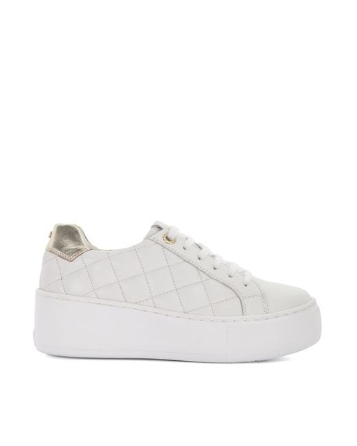 Dune White Elizas Quilted Wedge Heel Trainers