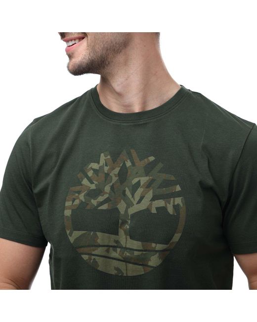 Timberland Green Northwood Camo Logo T-shirt for men