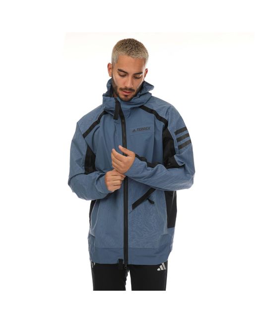 Adidas Blue Terrex Utilitas Rain Jacket for men