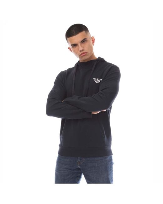 Emporio Armani Blue Eagle Logo Hoodie for men