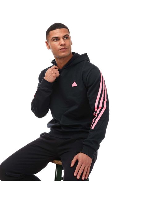 Adidas Black Future Icons 3 Stripes Hoodie for men