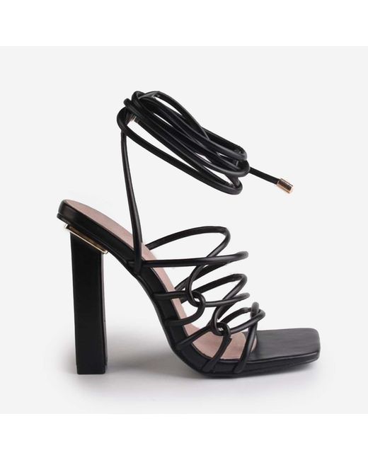 Where's That From Black High Strappy Heels Size 3