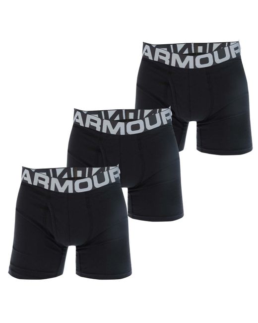Under Armour Black 3 Pack Ua Charged Cotton 6 Inch Boxers for men
