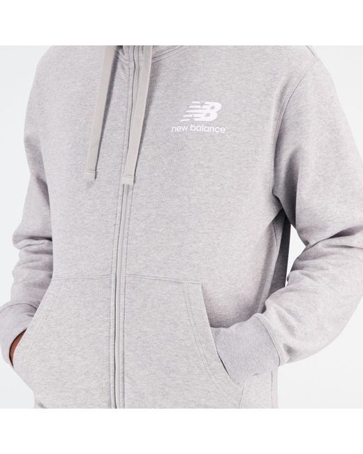 New Balance White Essentials Stacked Logo French Terry Jacket for men