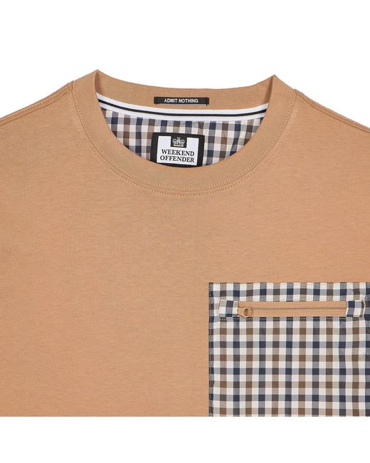 Weekend Offender Natural Gorman House Check Pocket T-Shirt for men