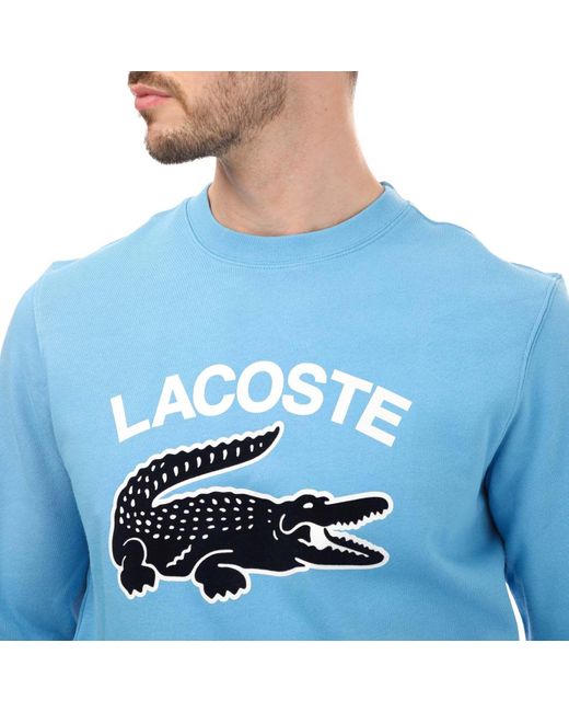 Lacoste Blue Crocodile Print Sweatshirt for men