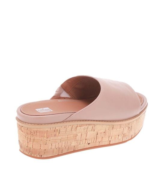 Fitflop Pink Eloise Leather Wedge Slide Sandals