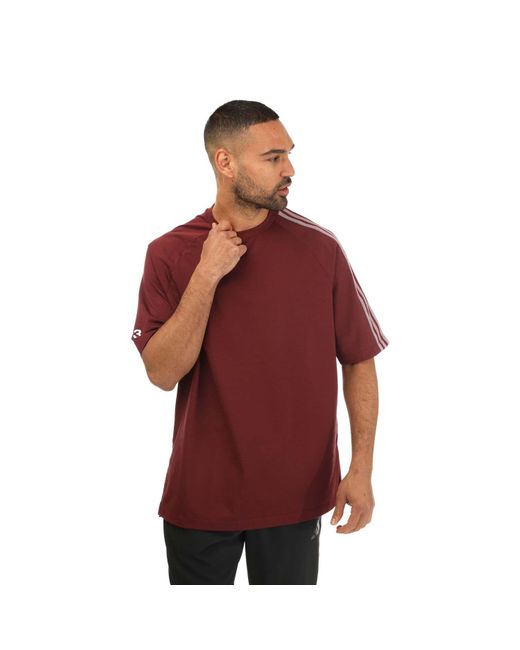 Y-3 Red 3 Stripes Short Sleeve T-shirt for men