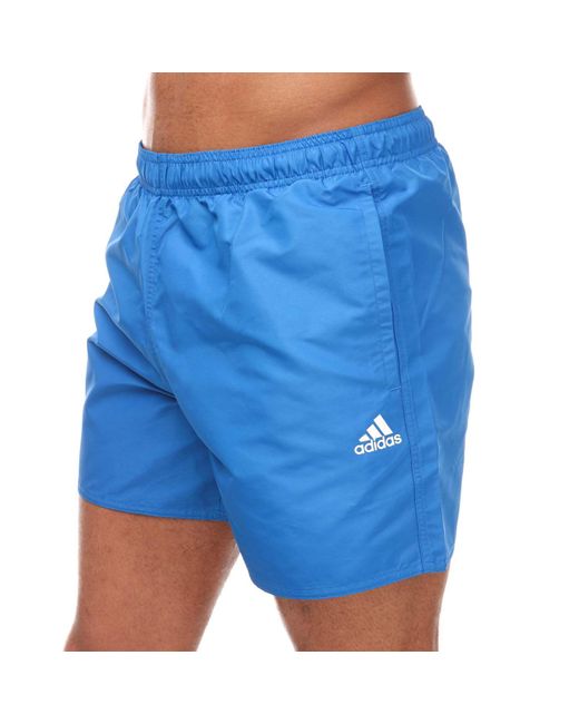 Adidas Blue Solid Swim Shorts for men