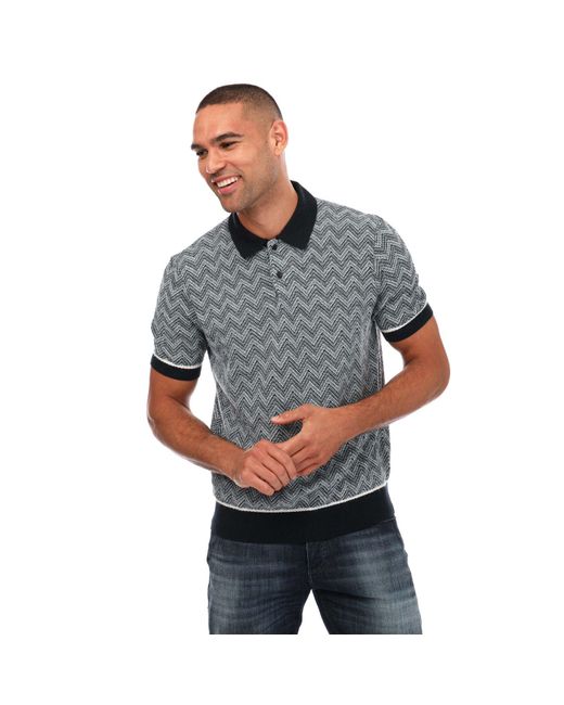 Ted Baker Gray Waldun Zig Zag Stitched Polo for men