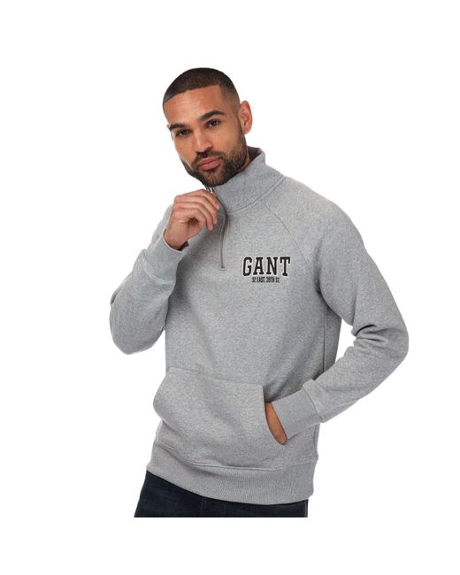 Gant Gray Arch Graphic Half Zip Sweatshirt for men