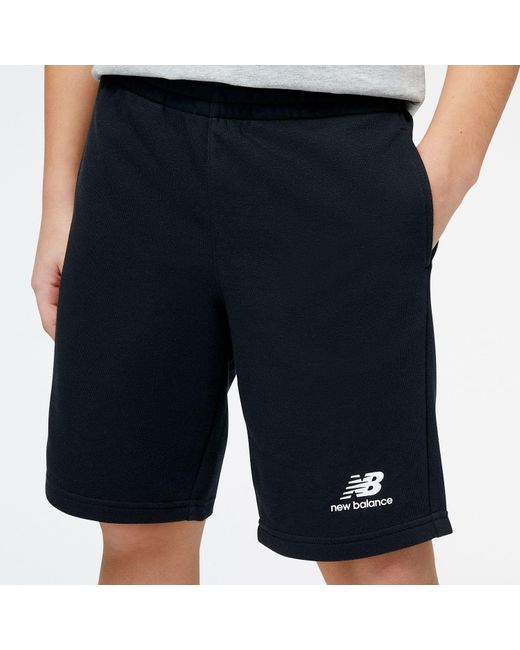 New Balance Black Essentials Stacked Logo French Terry Shorts for men