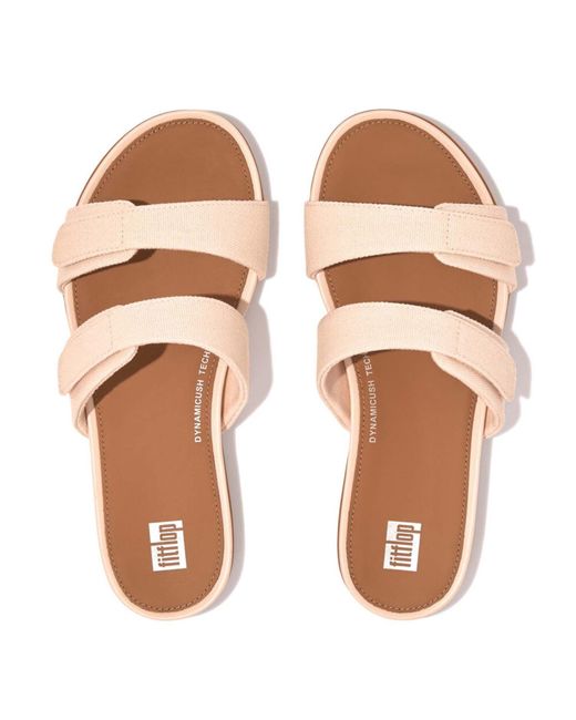 Fitflop Pink Gracie Adjustable Canvas Slide Sandals