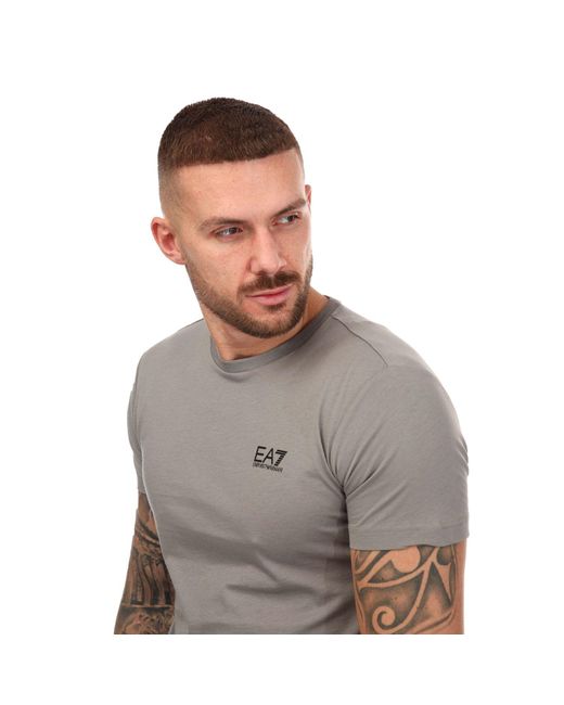 EA7 Gray Regular Fit Logo Print T-shirt for men